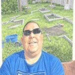 Warning poster of a con man gardener in a poorly renovated garden